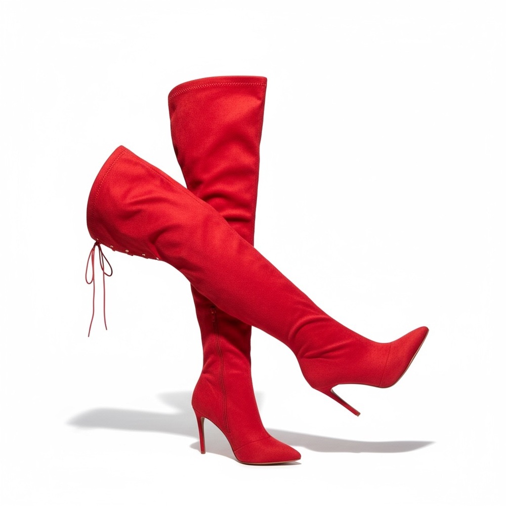 Red Over-the-Knee Stiletto Boots